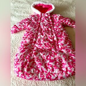 Pink Platinum Baby Girls One Piece Warm Winter Puffer Snowsuit Pram Bunting 3/6M